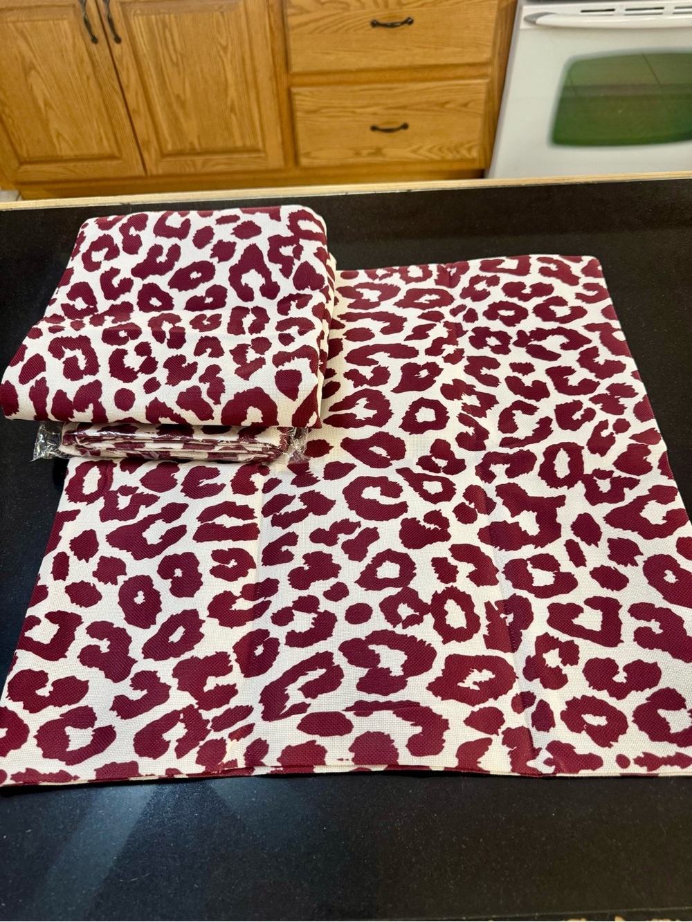 Leopard Print Square Pillow Cover Burgundy and White- Set of 4 - Picture 2 of 3